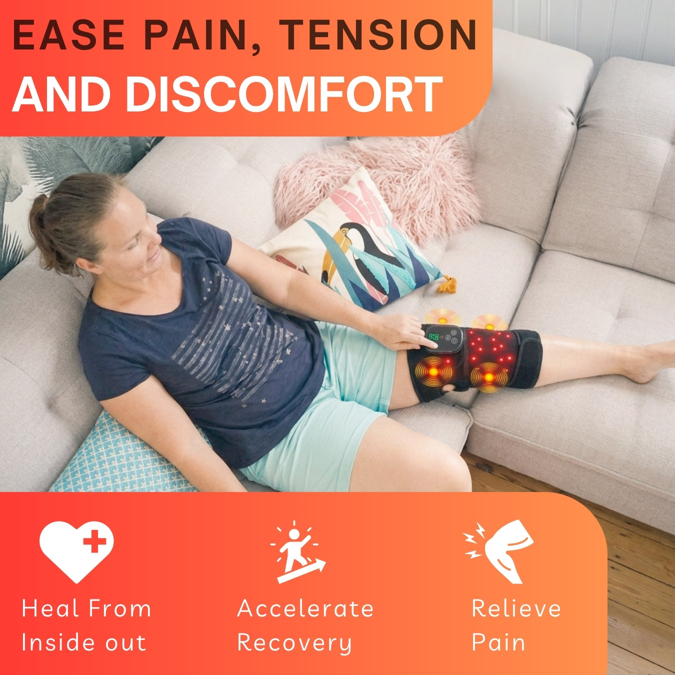 RedRelief™ Knee Brace with Red Light & Infrared Therapy (Wireless Design + Massage)