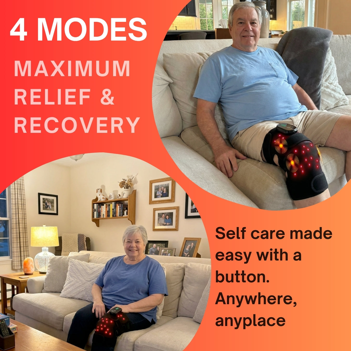 RedRelief™ Knee Brace with Red Light & Infrared Therapy (Wireless Design + Massage)