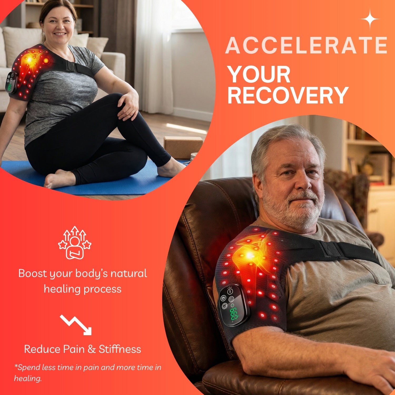 RedRelief™  Shoulder Brace with Infrared & Red Light Therapy + Massage (Left & Right Shoulders)